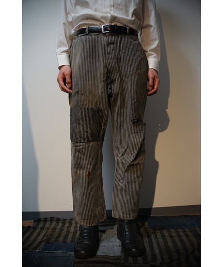 1950s French cotton stripe work trousers”boro”