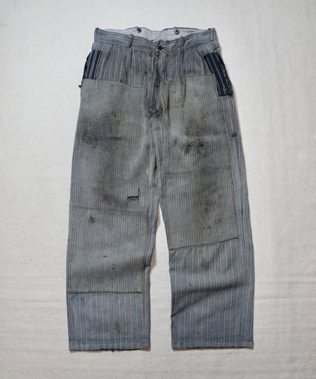 1940s French cotton stripe work pants