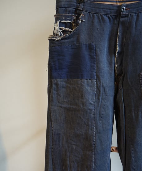 1950s French work denim trousers “boro”