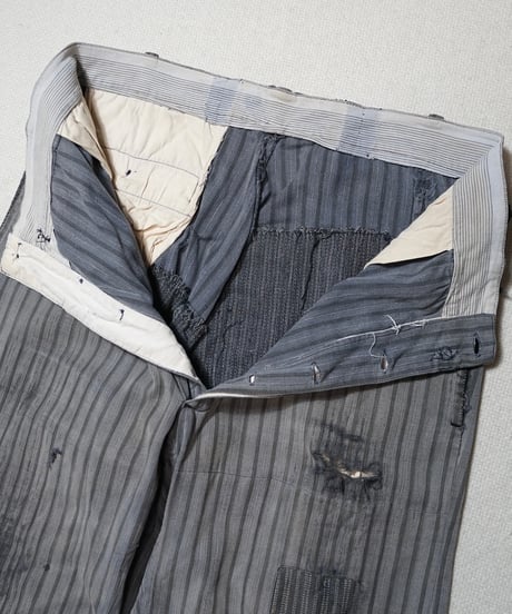 ~1940s French cotton stripe work pants