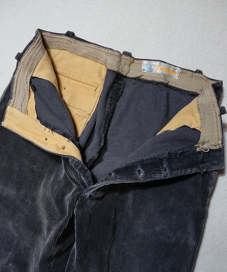 1950s French black corduroy work pants