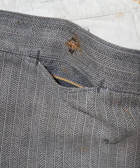 1930~40s French black chambray herringbone work pants