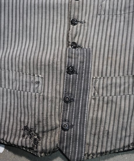 1940s French cotton stripe work gilet “pact work”
