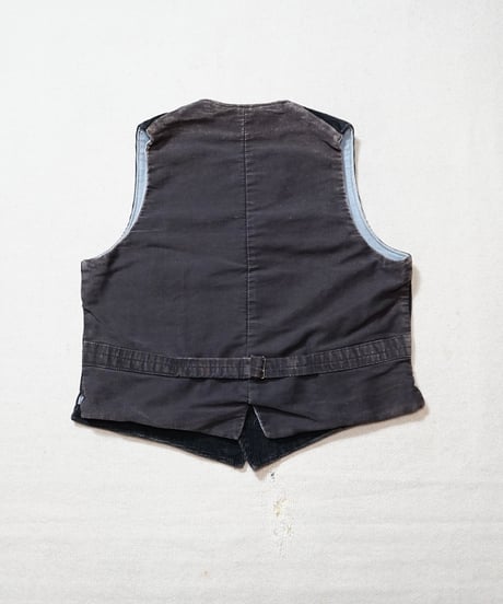1940~50s French black corduroy famers work gilet