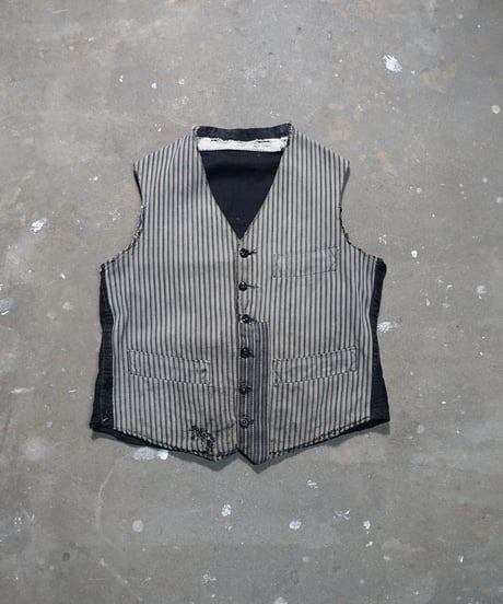 1940s French cotton stripe work gilet “pact work”