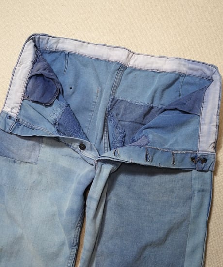 1960s French cotton twill boro work pants
