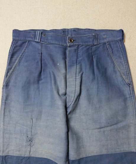 1950s French blue light moleskin work pants
