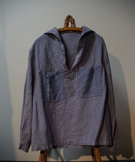 1960s French navy linen sailor shirt