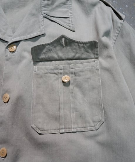1950s French cotton satin safari shirt