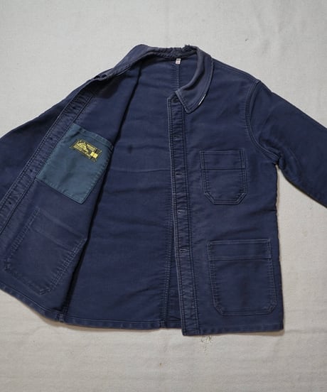 1950s French work black moleskin jacket “Le Mont St Michel”