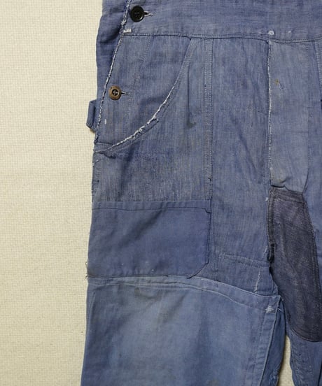 1940s French patchwork denim overall