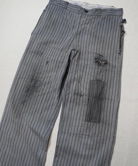 ~1940s French cotton stripe work pants