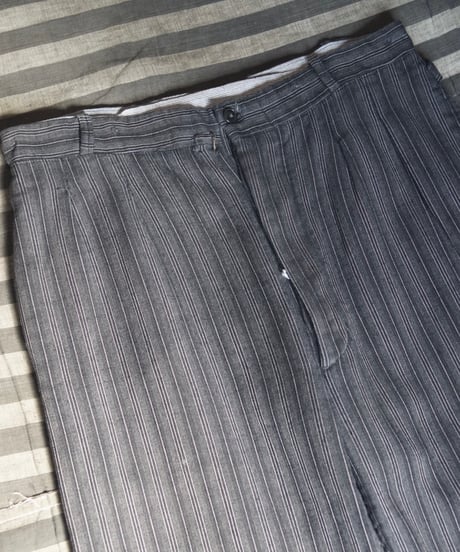 1940~50s French wool×cotton stripe slacks