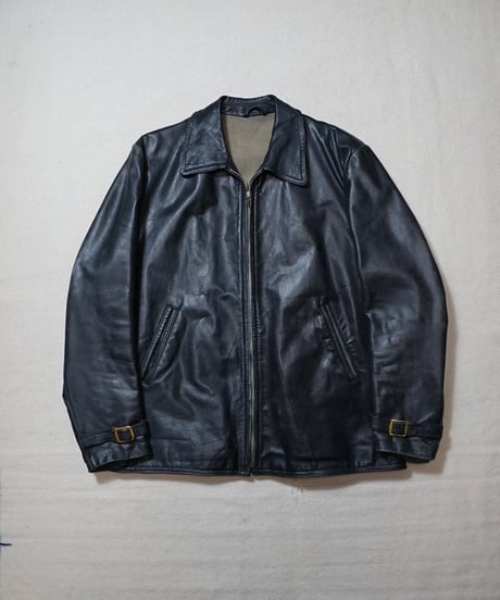 1960s German motocycle zip up leather jacket