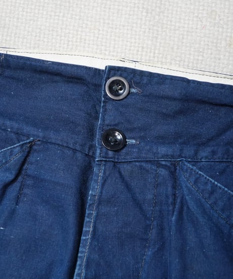 1960s French-china indigo cotton work pants