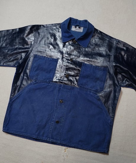 1960s Swedish PVC switching blue work jacket