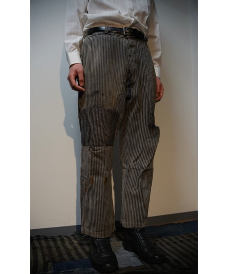 1950s French cotton stripe work trousers”boro”