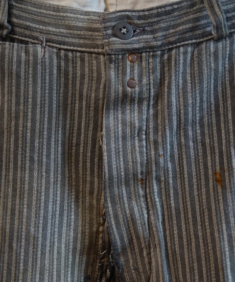 1950s French cotton stripe work trousers”boro”