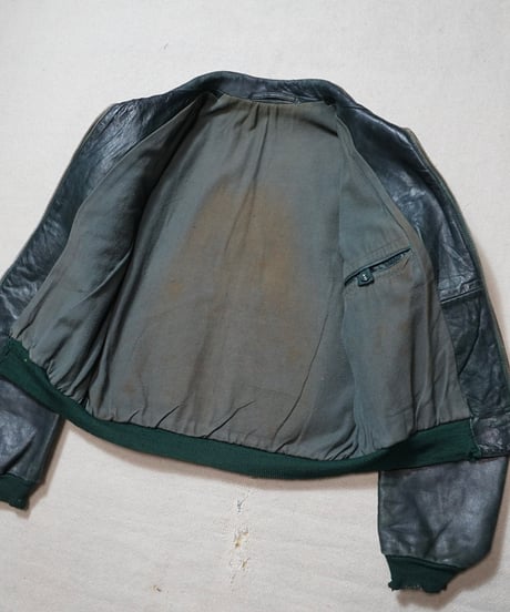 1950s German deep green motorcycle leather jacket