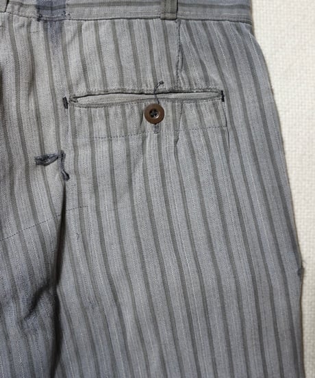 ~1940s French cotton stripe work pants