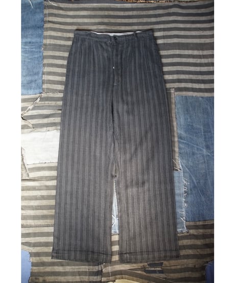 1940~50s French wool×cotton stripe slacks