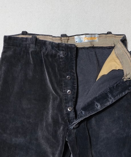 1950s French black corduroy work pants