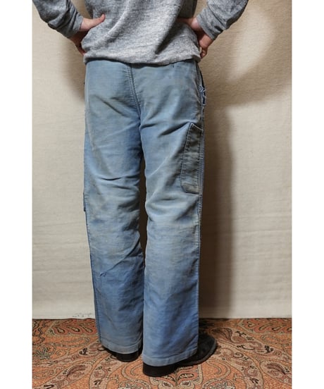 1950s French patchwork blue moleskin pants