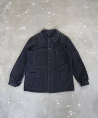 1950s French black moleskin work jacket