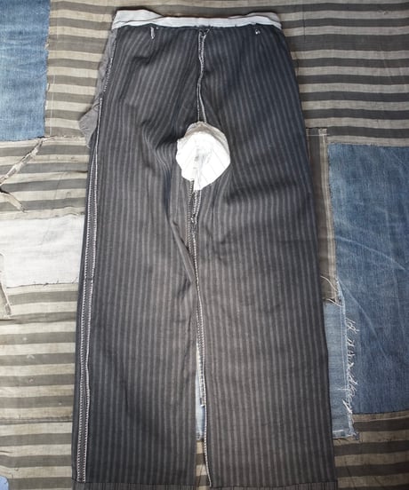 1940~50s French wool×cotton stripe slacks