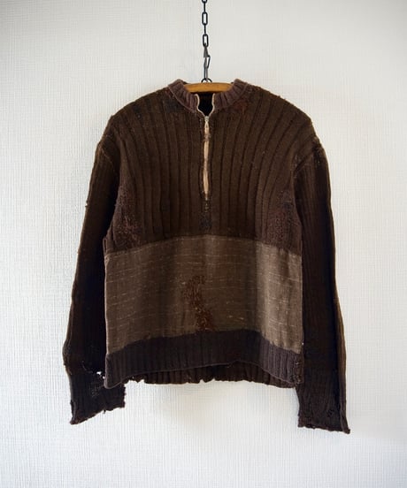 1930s German half zip knit sweater “crazy repair”