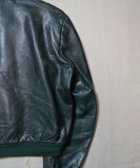 1950s German deep green motorcycle leather jacket