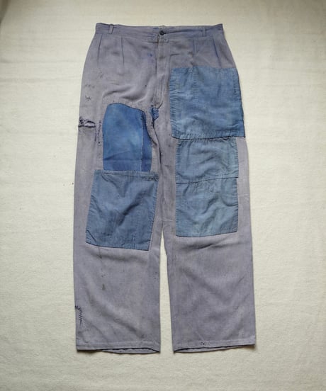 1940~50s French patchwork cotton work pants
