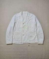 1940s French double breasted white moleskin work jacket