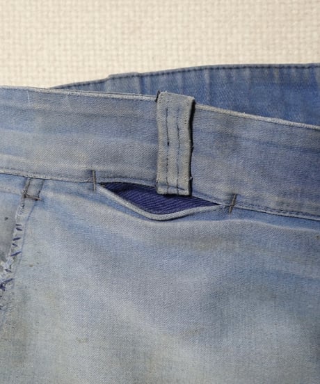 1950s French patchwork blue moleskin pants