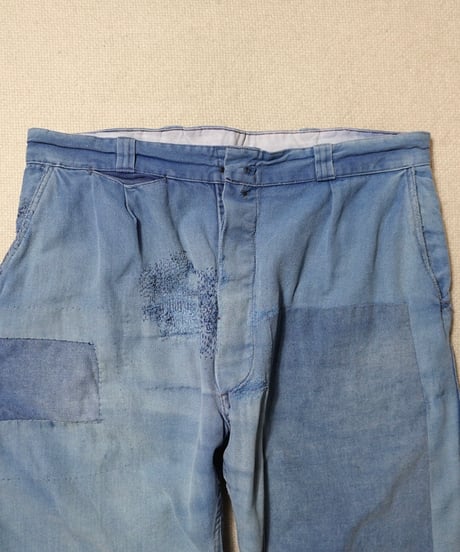 1960s French cotton twill boro work pants