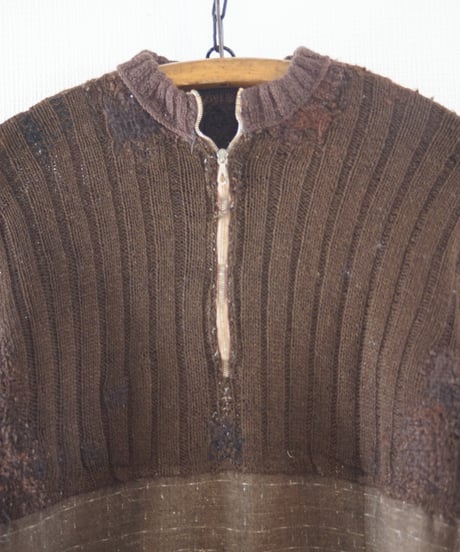 1930s German half zip knit sweater “crazy repair”