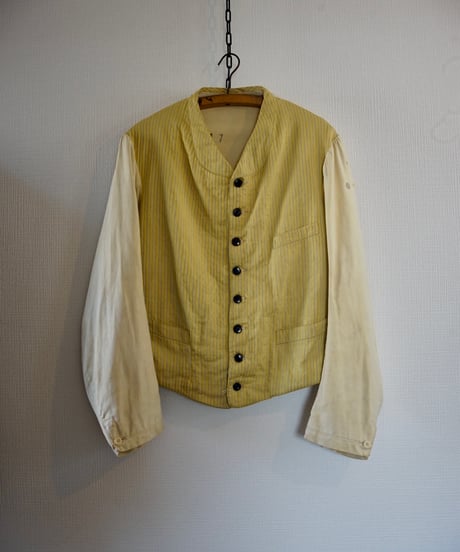 1930s French yellow×white servant jacket