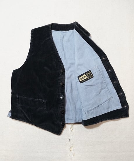 1940~50s French black corduroy famers work gilet