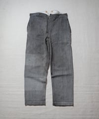 1930~40s French black chambray herringbone work pants