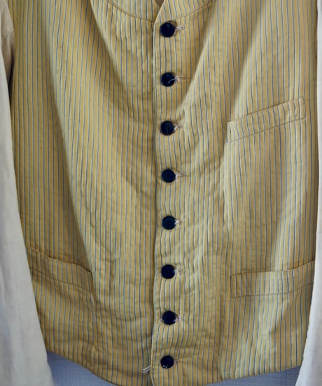 1930s French yellow×white servant jacket