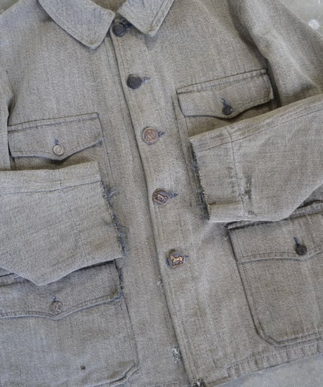 1940s French black chambray hunting jacket