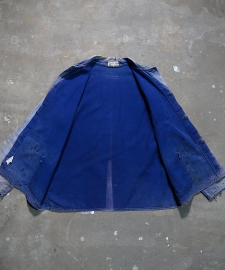 1960s French faded blue work jacket made in Vietnam “Lotus”