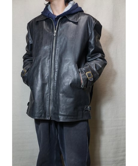 1960s German motocycle zip up leather jacket