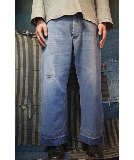 1930s French canvas cotton×linen work trouser