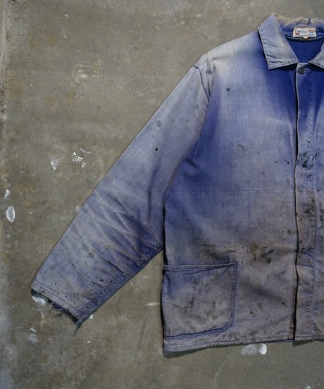 1960s French faded blue work jacket made in Vietnam “Lotus”