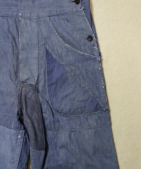 1940s French patchwork denim overall