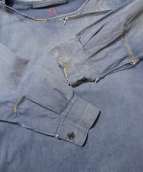 1960s French cotton serge hooded work smock