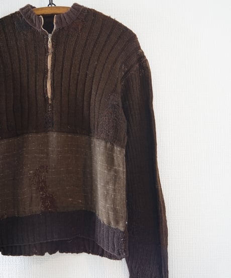 1930s German half zip knit sweater “crazy repair”