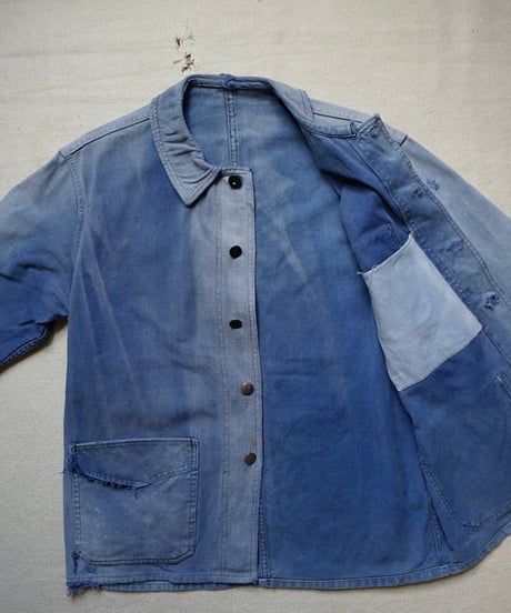 1950s French cotton twill blue work jacket
