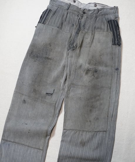 1940s French cotton stripe work pants